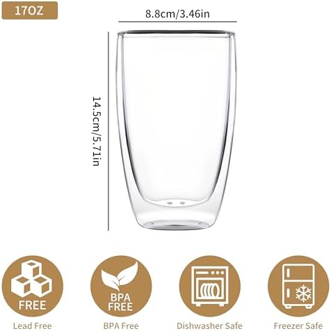 MESNEY 17 oz Double Wall Glass Coffee Mugs, Bulk Set of 48 - Image 3
