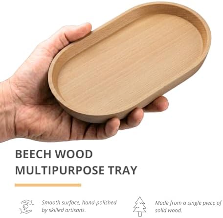 Vandroop Beech Wooden Mini Serving Tray, Tea&Coffee Table Tray 7.9”×4.7” - Image 2