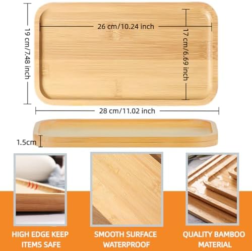 Bamboo Bathroom Tray,Suitable for the Bathroom,Kitchen,Breakfast Tray and Decorative Tray(11.02 in * 7.48in) - Image 2