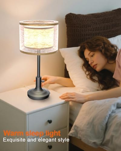 Lightdot Mid Century Table Lamp for Bedroom, Vintage Dimmable - Image 3