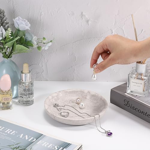Hipiwe Small Key Bowl for Entryway, 5.5" Round Natural Travertine Tray - Image 7