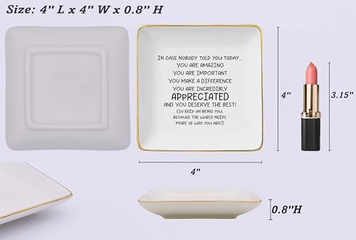 NZY Inspirational Quotes Gifts-Affirmations Reminder Gifts-Positive Motivational Gifts,Encouragement Gifts,In Case Nobody Told You Today-Christmas Gifts-Ceramic Jewelry Tray Trinket Holder Ring Dish - Image 5