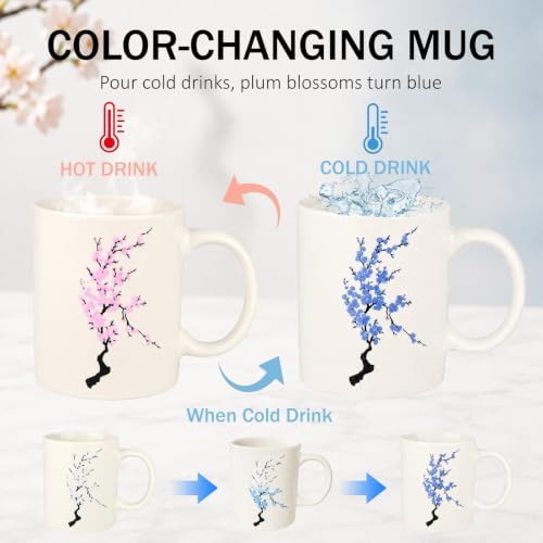 Magic Color Changing Coffee Mug – Heat Sensitive Ceramic Cup Transforms from White to Blue for Cold & Pink for Hot | Unique Funny Birthday Gift | Lightweight Novelty Office Mug，clearance - Image 2