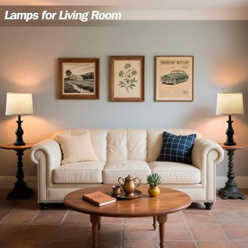 Table Lamps Set of 2, 18.5" Vintage Bedside Lamps for Bedroom Living Room - Image 6