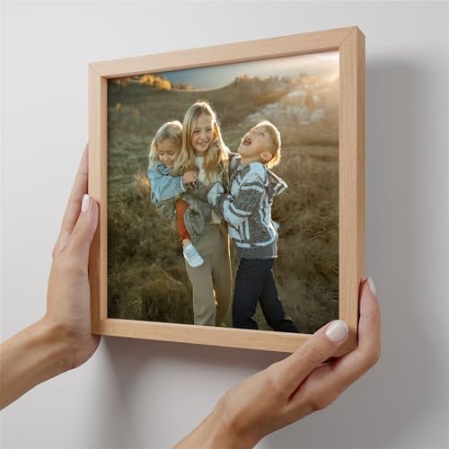 Mixtiles Official Custom Photo Tiles - Magnetic Wall Frames - Adhesive Sticker, no Nails - Personalized Printed Photos - Various Sizes and Frames - 8x8-1-Tile - Normal Oak