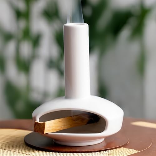 Ceramic Mini Chiminea Palo Santo Burner, Cute Cone & Stick Incense Holder by MOUGIGI