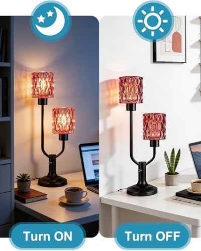 Lightdot Red Glass Vintage Lamp Mid Century Modern Table Lamp Dimmable Gift - Image 5