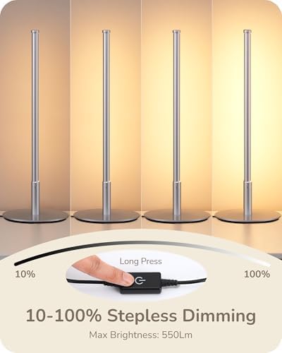 EDISHINE LED Table Lamp, Modern Desk Lamps for Living Room, Silver - Image 4