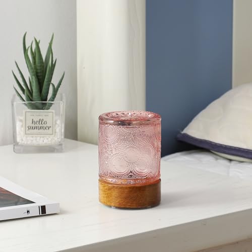 Mini Soft Warm Light Lamp Battery Operated Portable Night Light with Timer, Small Glass Vintage Dim Sleep Nightlights, Battery Powered Wireless Night Lights for Adults (1), Pink, M2-1-3 - Image 4