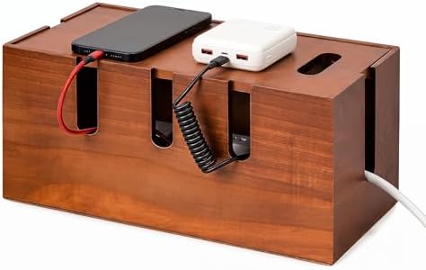 Wood Cable Management Box, Power Strip Cord Organizer Box, for Electrical Hiding Cord Management, Desk Cable Storage Box for Home Office by Unknown
