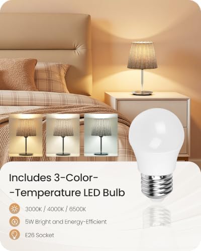 Small Bedside Table Lamp, Dimmable Table Lamp with 3 Adjustable Color Temperatures, Nightstand Lamp with a Dimmable Bulb, E26 Base, for Bedroom, Study, Desk, Gray and Glossy Gray PSH15TL05 - Image 4