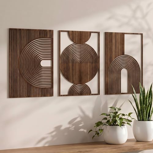 Yerliker 3 Pcs Modern Wall Decor, Mid-century, 15.75 x 15.75 x 1.97 Inch by Yerliker