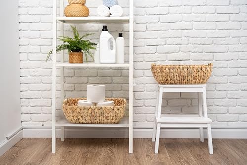Water Hyacinth Storage Baskets with Wooden Handles，Large Wicker Baskets for Organizing Set of 2 - Image 7