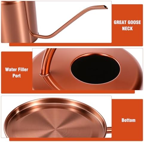 Plant Watering Can, 50 oz / 1500 ml Stainless Steel Metal - Modern Decorative with Long Spout for Indoor Potted Plants, Bonsai, Garden Flowers, Copper - Image 5