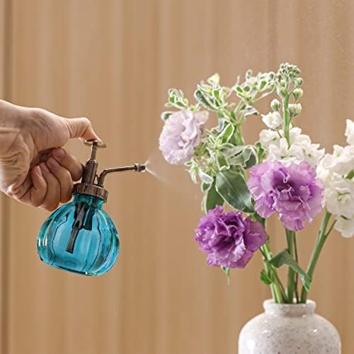T4U Glass Plant Mister 200ML, Vintage Spray Bottle with Top Pump Fine Mist Flower Garden Sprayer Small Decorative Spritzer Watering Can Gift for Indoor Outdoor Succulent House Plant (Blue) - Image 7