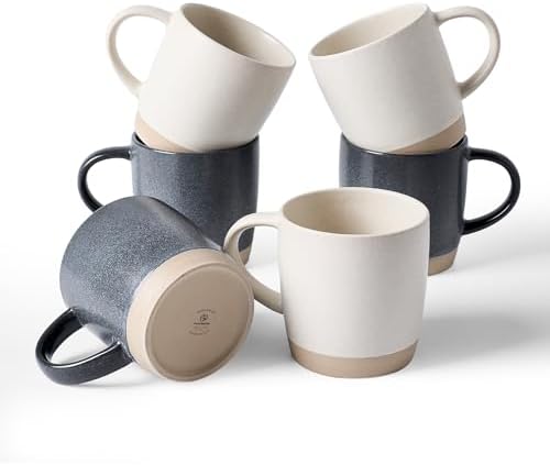 famiware Coffee Mugs Set of 6, Milkyway 13 oz Ceramic Cup Set with Handle by Famiware