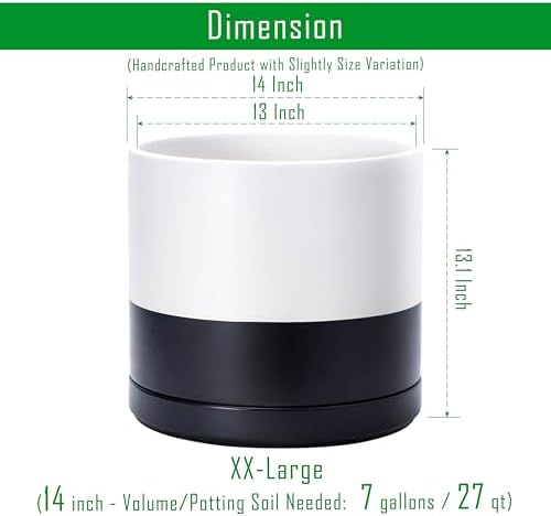 D'vine Dev 14 Inch Ceramic Planter Pot, Black White Two Tone, 94-O-G-L - Image 3