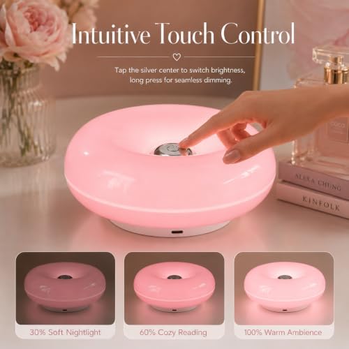 Pink Donut Lamp,Rechargeable,Pink Ambient Light,Bedroom Decor Gift - Image 3