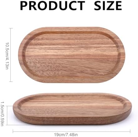 Small Acacia Wood Serving Tray, Mini Wooden Serving Tray, Bathroom Countertop Organizer Tray, Coffee Bar Tray, for Bread Vegetable Trays, Food Dish Platter Tableware Decorative Tray (7.48 x 4.13 inch) - Image 2