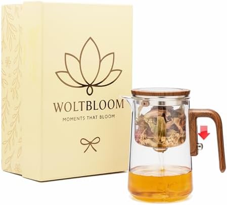 Magic Tea Pot - Modern Glass Infuser Tea pot - Water Separation Enchanted Teapot with Heat-Resistant Handle - Elegant Gift Box & Writable Card - Perfect for Loose Leaf Tea - 1000 ML (34oz) by WOLTBLOOM
