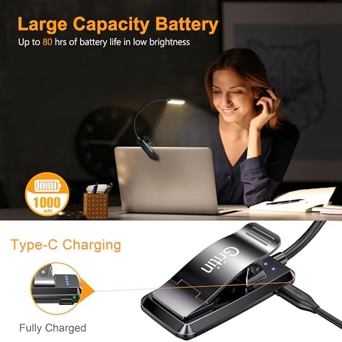 Gritin 2 Pack 9 LED Rechargeable Book Light for Reading in Bed - Image 4