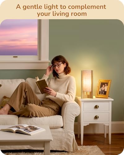 EDISHINE Small Cute Table Lamp, Natural Wood Nightstand Lamp, 13.5", E26 - Image 6