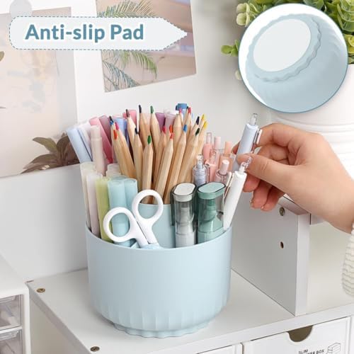 SKYDUE 360 Degree Rotating Desk Organizer, Dual-Purpose Pencil Pen Holder for Desk, Rotating Pencil Cup with 5 Slots, Office Supplies, Desk Decor for Office, School, Home - Image 3