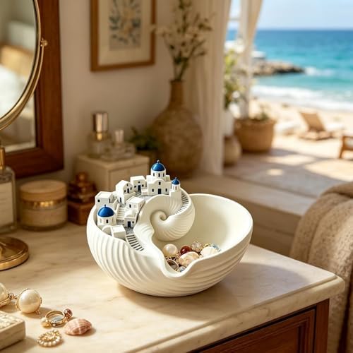 Catchall Bowl Santorin, Shell Tray, Dish Greek Island Holder Organizer, Decorative Key Holder Bowl, for Keys Coins & Jewelry, for Entryway Table Dresser, 3D Printed Practical Gift (1 pc) - Image 5