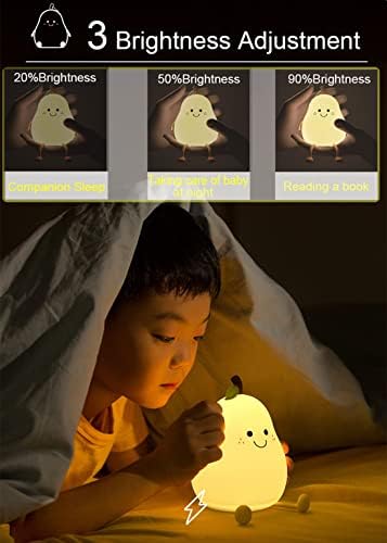 HAPPYBAG Pear Silicone Night Light for Kids, Rechargeable Nursery Lamp - Image 3