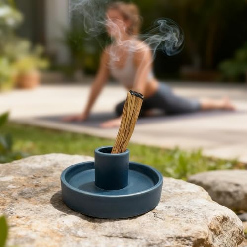 Palo Santo Holder, Ceramic Incense Stick Holder, Sage Holder for Yoga, Meditation, and Energy Cleansing, Unique Ceramic Incense Holder Gift for Palo Santo Sticks (Blue) - Image 7