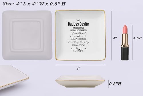 Friendship Gift for Woman Best Friends, Birthday Christmas Gift for Bestie,BFF Unbiological Sis Sister-in-Law,Soul Mate Present-White Elephant Present Exchange-Jewelry Tray Trinket Holder Ring Dish - Image 5