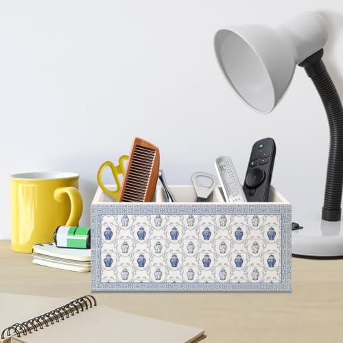 Blue and White Chinoiserie Pen Pencil Holder for Desk - Image 5
