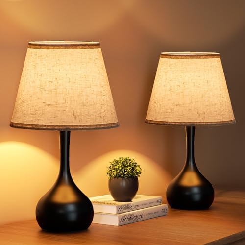 ONEWISH Touch Bedside Lamp Set of 2,3-Way Dimmable Table Lamps for Nightstand with Fabric Shade, Desk Lamp for Reading, Bedroom, Livingroom by onewish