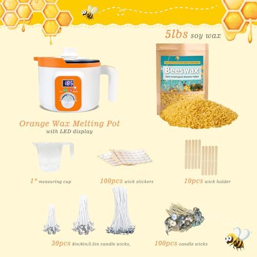 Ksedcon 5lbs Beeswax Candle Making Kit with Digital Wax Melting Pot - Image 2