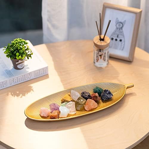 Hanobe Decorative Trays for Home Decor, Leaf Shaped Wood Key Bowl - Image 4