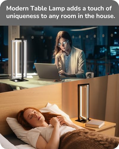 EDISHINE Modern LED Table Lamps, 750LM Dimmable Nightstand Lamp, Silver - Image 6