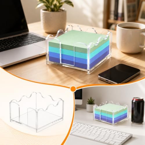 Clear Acrylic Sticky Note Holder Wavy Memo Pad Dispenser for Desk Storage - Image 6
