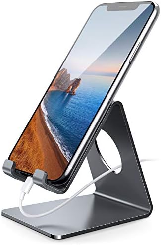 Lamicall Cell Phone Stand, Phone Dock : Cradle, Holder, Stand, Compatible with Phone 12 Mini 11 Pro Xs Xs Max Xr X 8 7 6 6s Plus 5 5s 5c All Android Smartphone Charging, Accessories Desk - Gray by Lamicall