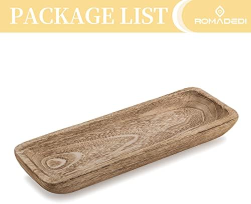 Romadedi Paulownia Wood Dough Bowl for Decor, Candle Tray 16 in Long - Image 6