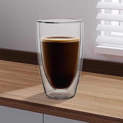 NIRA.Z 2 Pack 16oz Double Wall Glass Coffee Mugs, No Hole Bottom, Insulated Borosilicate Glass Coffee Cups, Clear Mugs for Hot & Cold Beverages, Perfect for Espresso, Latte, Tea, Cappuccino - Image 6