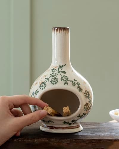 Handmade Ceramic Incense Holder，Stick & Backflow - Sage Holder for Burning ，Meditation Accessories，Easily Grab All Incense Ash (Green and Beige) - Image 2
