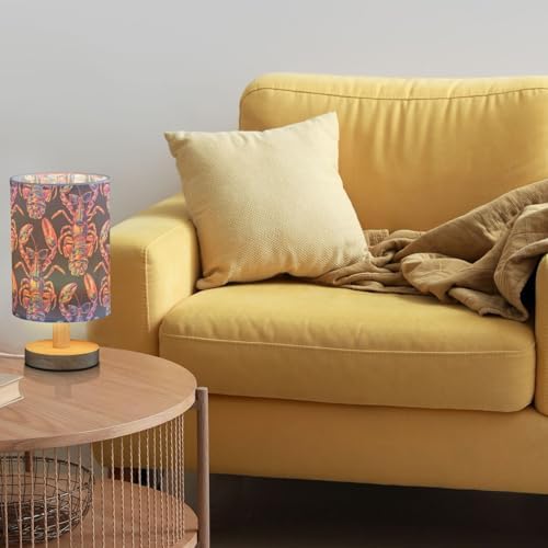 Neon Sunglass Lobster Funny Bedside Table Lamps with USB Port for Bedroom Lamp Accent Table Lamp Small Nightstand Lamp Sturdy Linen Shade Wooden Base Decorative Lamps for Kids|Reading|Dorm|Home - Image 2