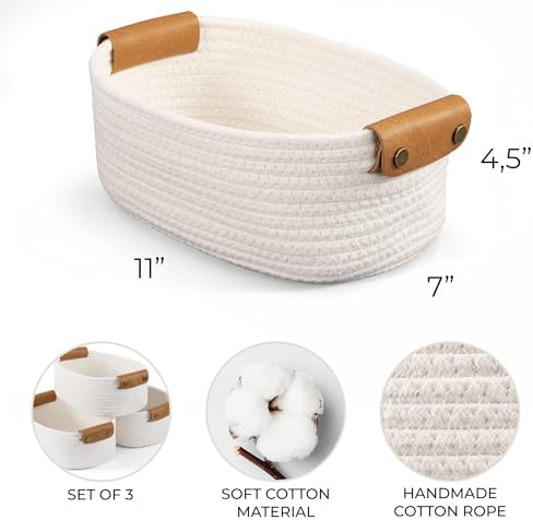 Beautiful Storage Basket Set of 3 - Sturdy Rope Baskets for Shelves - Image 6