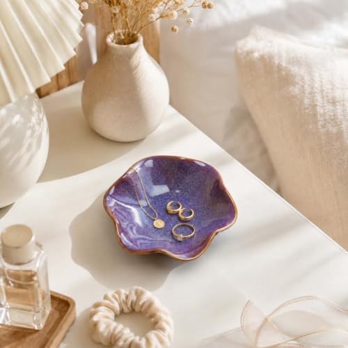 Purple Jewelry Dish Tray, Ring Dish, Ceramic Lotus Leaf Trinket Tray - Image 7
