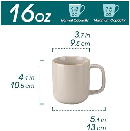 vancasso 16 oz Coffee Mugs Set of 6, Large Ceramic Mug with Handle, Unique Glaze Coffee Cups for Latte, Cappuccino & Hot Cocoa, Dishwasher & Microwave Safe, Gray, Series PLAYA - Image 2