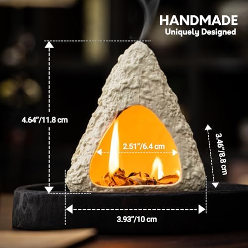 Volcano Palo Santo Holder, Handcrafted Ceramic Mini Chiminea Incense Burner for Sage & Smudge Sticks, Mountain Fireplace Style for Meditation, Yoga, Aromatherapy, Home Decor, Spiritual Gifts - Image 2