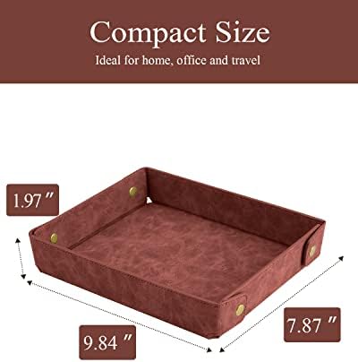 CASIRENA Faux Leather Valet Tray Organizer for Men - Catch-All Tray for Entryway Table Key, Wallet, Watch, Coin Change, Phone, Dresser EDC Dump Jewelry, Bedside Nightstand Desk-top - Image 3