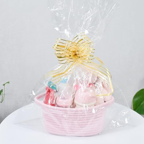 ABenkle Small Storage Basket, Mini Woven Basket, Cute Cotton Rope Basket for Shelves, Boho Decorative Toy Storage Bin Gift Basket - Image 4