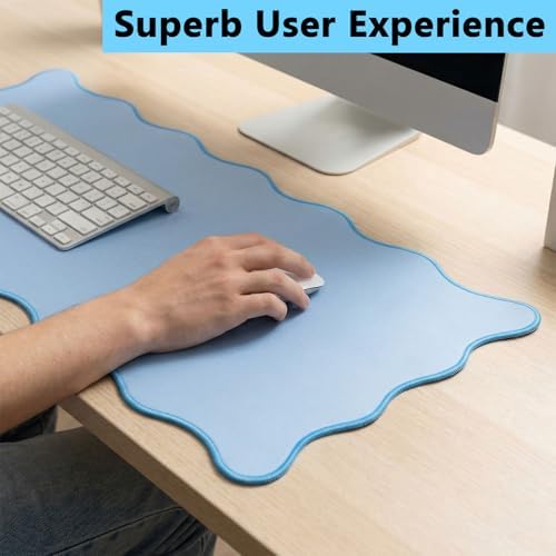 Scalloped Desk Mat 31.5" x 15.7" Large Cute Desk Mat for Desktop, Waterproof Scalloped Aesthetic Table Pad, Non-Slip Mouse Keyboard Pads Computer Accessories for Desk Office Home Gaming - Image 6