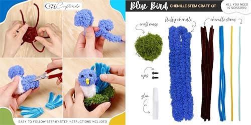 WeVeel Cozy Craftworks Kitty, Puppy, Blue Bird & Owl Chenille Stem Craft Kit Bundle for Teens & Adults – Mindful DIY Animal Craft, Tactile Pipe Cleaner Art Kit with QR Video Tutorials - Image 6
